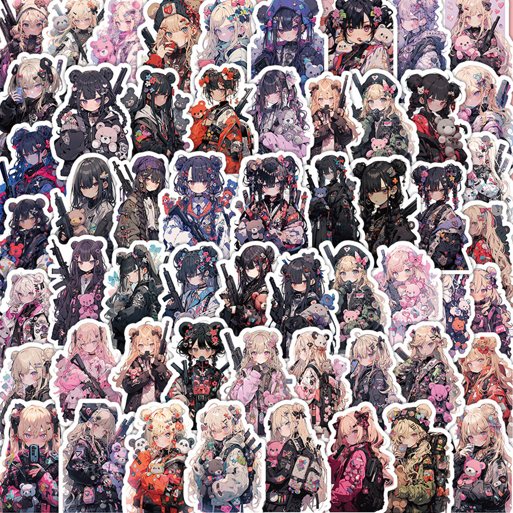 10/30/60PCS 애니메이션 아름다운 소녀 곰 킬러 멋진 스티커 DIY 전화 노트북 수하물 스케이트 보드 낙서 데칼 재미 아이 장난감