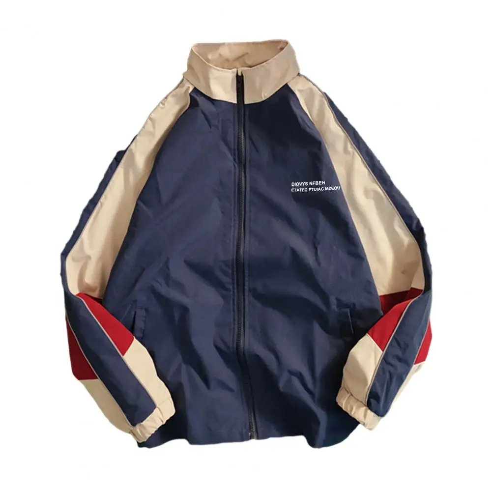 Men Hip Hop Streetwear Jacket Coat Retro Color Block Patchwork Harajuku Jacket Windbreaker Oversized Track Jacket Pocket Autumn