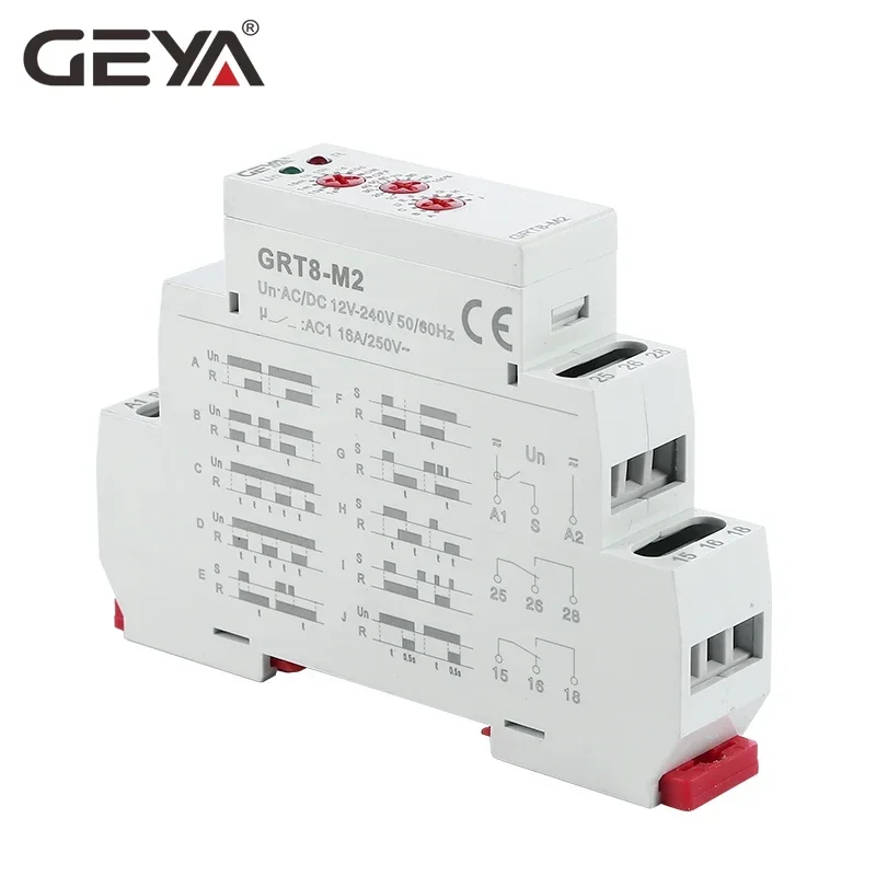 GEYA GRT8-M 16A Многофункциональное реле таймера с 10 функциями выбора AC DC 12 В 24 В 220 В 230 В Реле времени