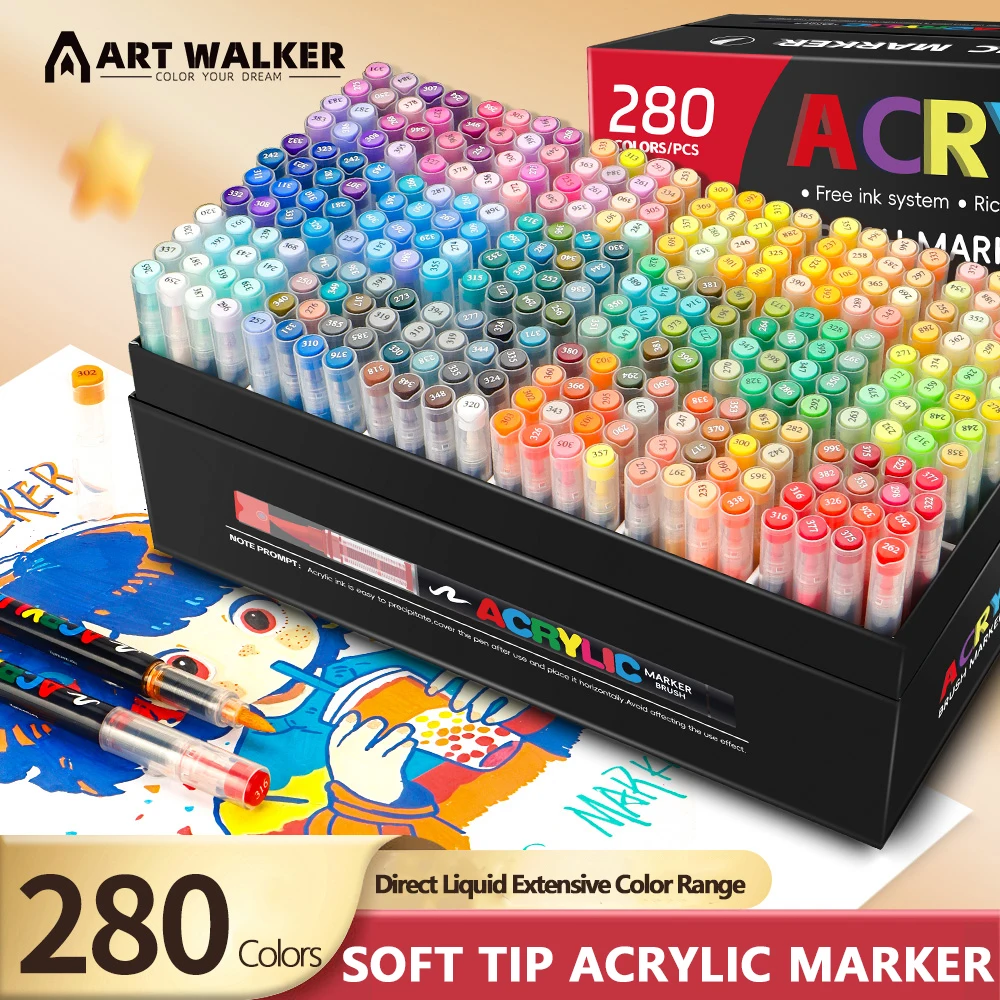 120/168/240/280 Colors Art Markers Large Color Systems Soft Brush Tip For Beginners For Painting DIY Stone Art School Supplies