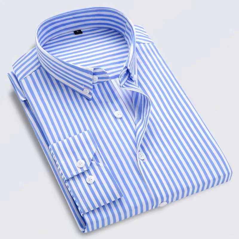 M-5XL 2023ฤดูใบไม้ร่วงใหม่ผู้ชายลายเสื้อลําลองแขนยาวSlim FitเกาหลีEditionธุรกิจอย่างเป็นทางการLaydownเสื้อ