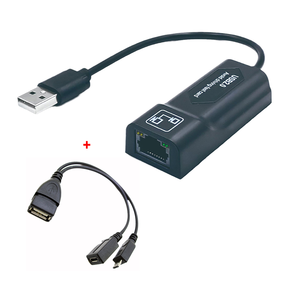 Adaptador USB 2,0 a RJ45 con Cable Mirco USB, conector LAN Ethernet, adaptador OTG para AMAZON Fire Stick o Fire TV3