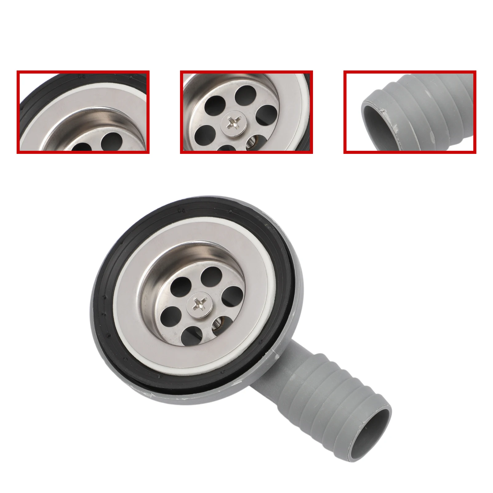 Drainage Pipe Joint 50 mm Aperture Stainless Boat Deck Floor Drain 90 Degree Marine Drain Scuppers