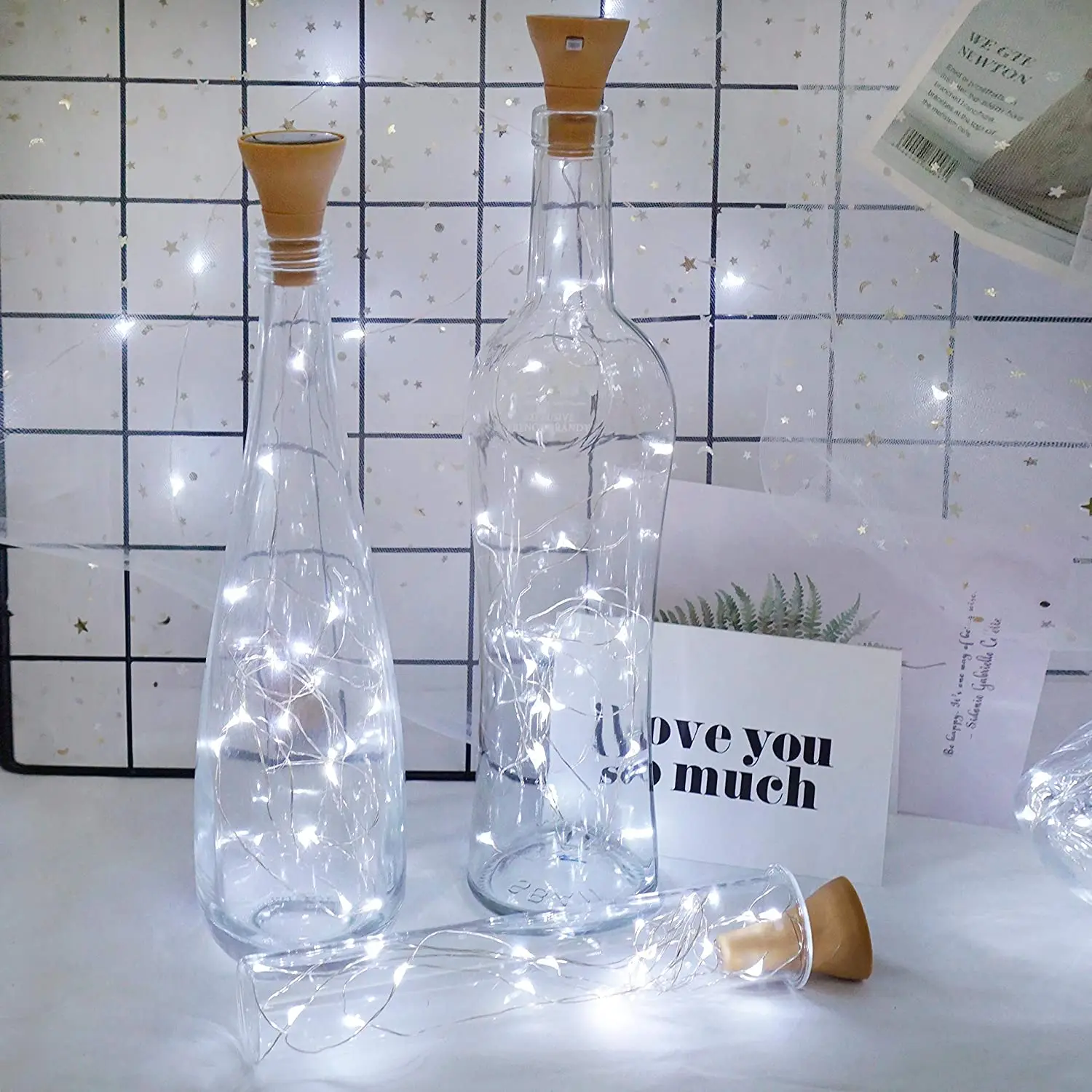 Solar 10LED 15LED 20LED Wine Bottle Lights Cork Shape Fairy Lights Garland Christmas Light Copper Wire Home Room Decoration Lamp