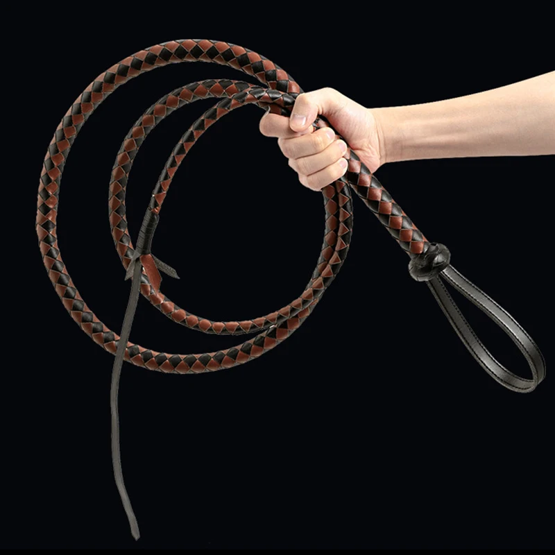 Fouet de taureau de fouet de cheval en cuir véritable de 240CM, fouet de taureau en cuir véritable fouet d'équitation en peau de vache