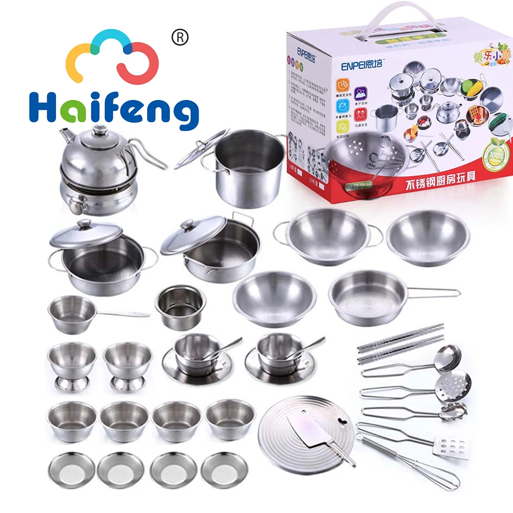 Juego de utensilios de cocina de acero inoxidable para niños, juego de simulación de comida, juguete, Mini juego de cocina, pala, hojalata, juguete de cocina para niños, 25 uds.