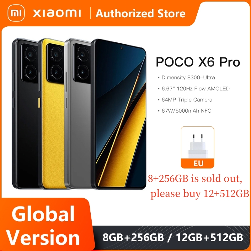 글로벌 버전 POCO X6 Pro 5G 256GB/512GB 크기 8300-Ultra 67W 64MP 트리플 카메라 6.67" 1.5K DotDisplay 120Hz 5000mAh NFC