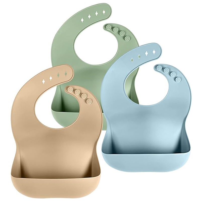 Babero con bandeja de silicona para bebé, Baberos ajustables suaves impermeables de 4 velocidades para recién nacidos, alimentos para comer, aislar la suciedad, alimentación de Saliva, cosas para niños