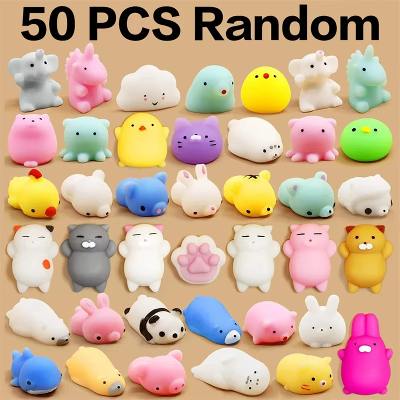 50-5 PCS Casuale Kawaii Mochi Squishy Fidget Giocattolo Mini Simpatico Gatto Morbido Antistress Sensoriale Spremere Regalo di Natale per il Bambino Adulto