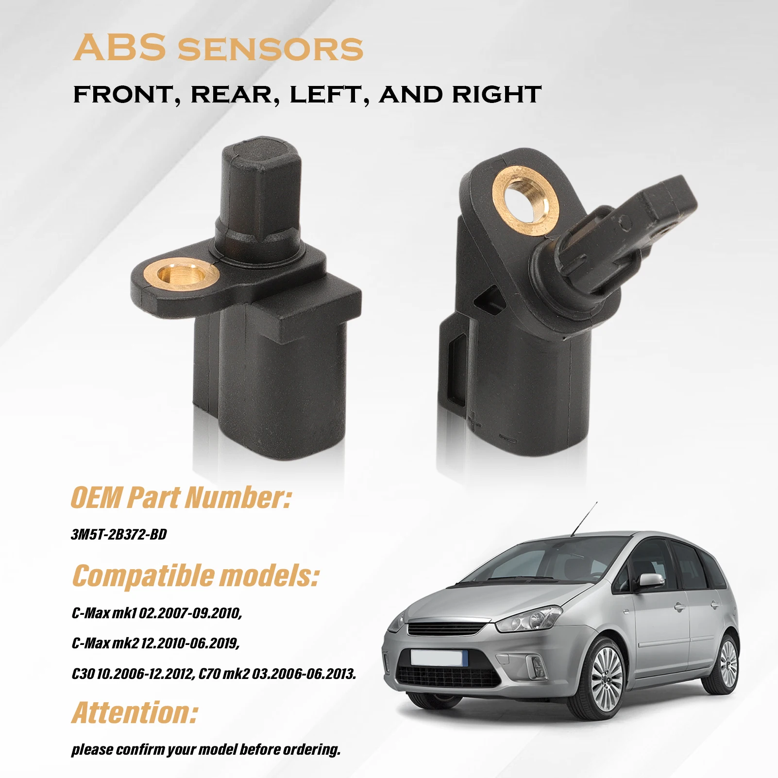 4 шт. датчик ABS для Ford Focus mk2 mk3 Galaxy mk2 Kuga mk1 Mondeo mk4 SMax CMax Mazda 3 BK BL 5 CW Volvo C30 C70 ‎ 3M5T-2B372-BD