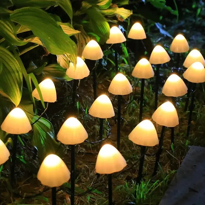 10 LED พลังงานแสงอาทิตย์ไฟเห็ดกันน้ํากลางแจ้งตกแต่งไฟถนนสําหรับสนามหญ้าสวนลานตกแต่งวันหยุดคริสต์มาส