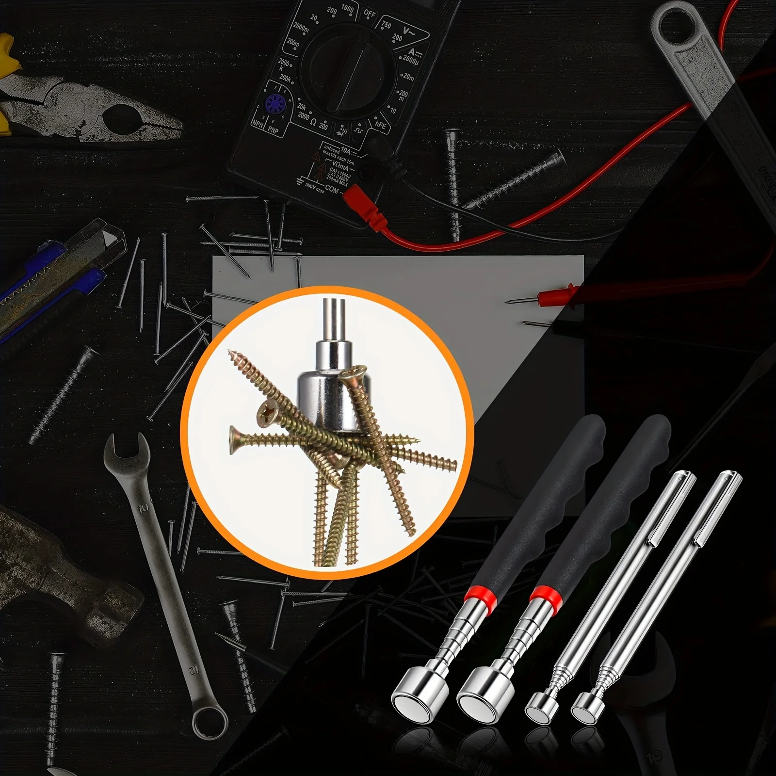 Telescopic magnet picking tool for hard to reach areas