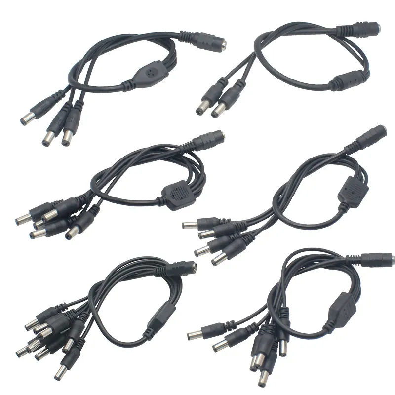 DC-Stromanschluss, 5,5 x 2,1 mm, DC-Stromkabel, 1 Buchse auf 2,3,4,5,6,8 Stecker, Splitter-Adapter für Sicherheits-CCTV-Kamera und LED-Streifen