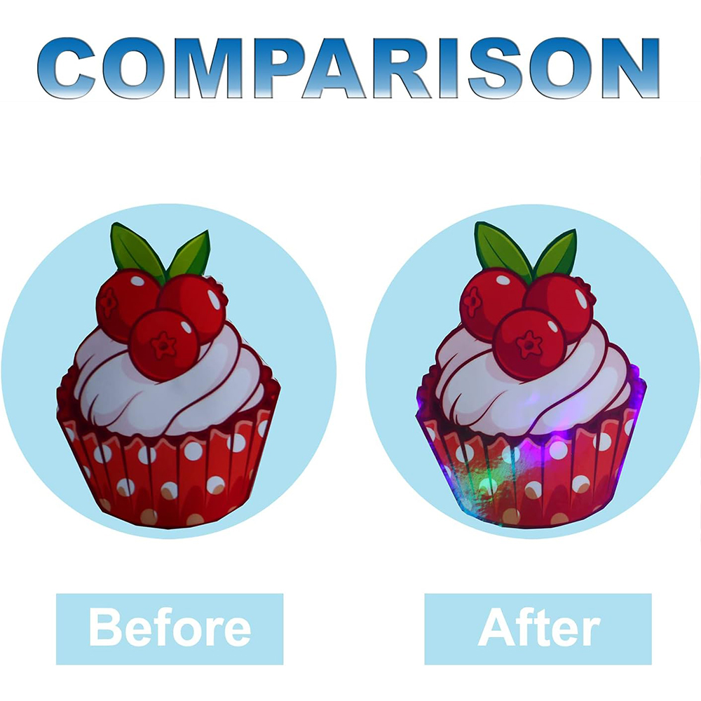 50 fogli Dimensioni arcobaleno: pellicola per laminazione a freddo con rivestimento olografico trasparente glitterato da 2,9 x 4,1 pollici