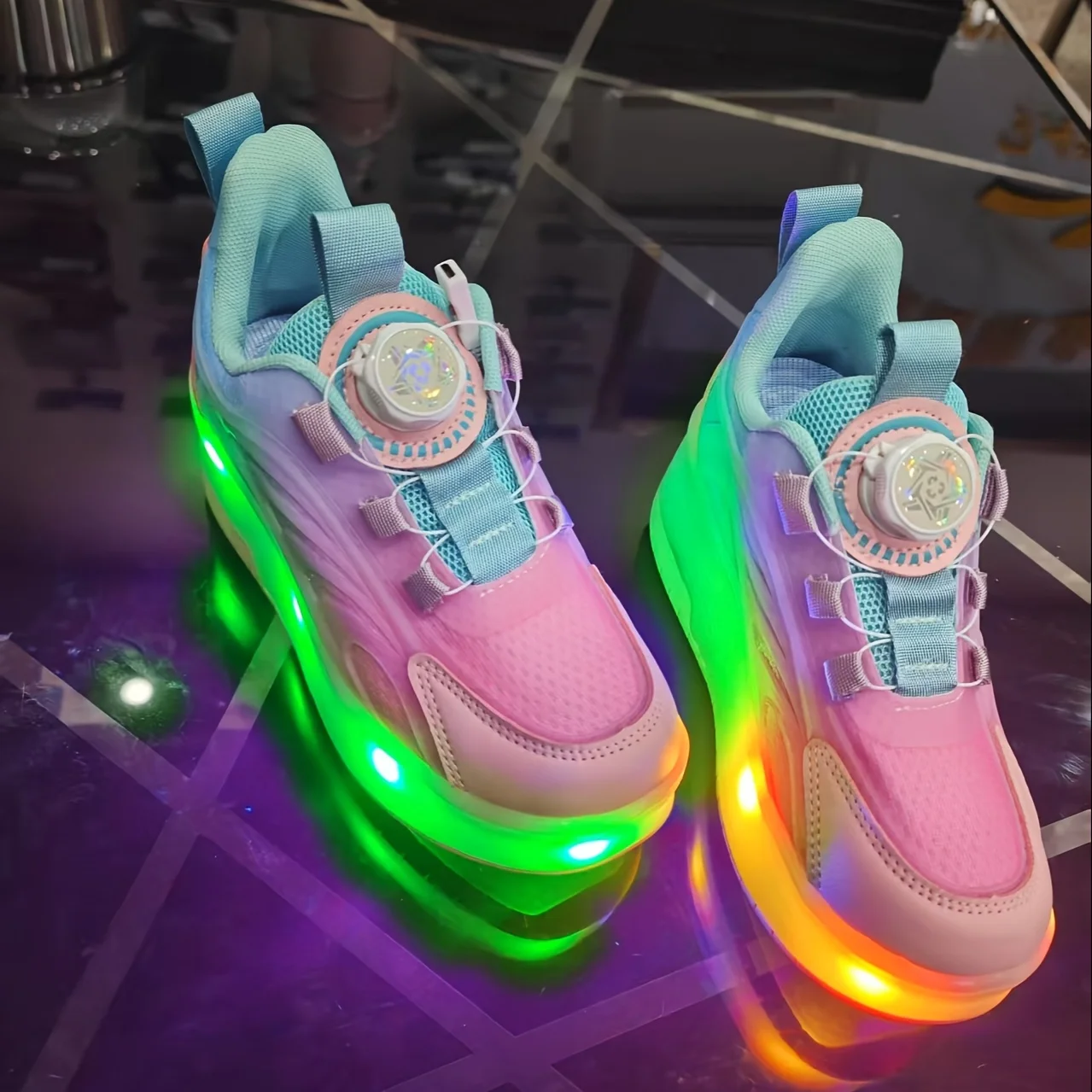 2-wielige kinderled-licht rolschaatsschoenen kinderen jongens meisjes gloeiende sport lichtgevende outdoor sneakers skateboard USB opladen