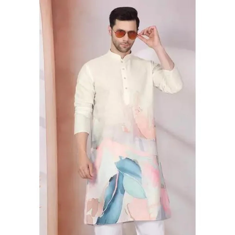 Longline Weiße Hemden für muslimische Männer Gebete Kleidung Luxus Afrikanischen Stil Bronzing Gedruckt Kleid Männer Kostüme Arabisch Hemd