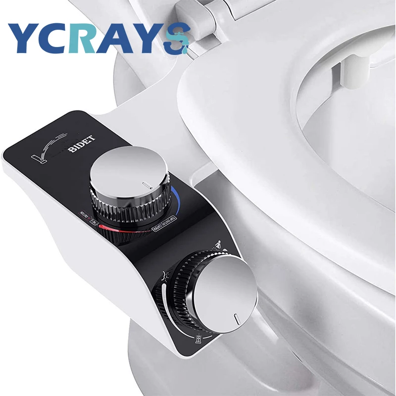 Bidet Toilet Seat ATTACHMENT Non-Electric Self-ทําความสะอาดหัวฉีดคู่ล้างร้อนเย็นน้ํา Lady อุปกรณ์ห้องน้ํา Sprayer