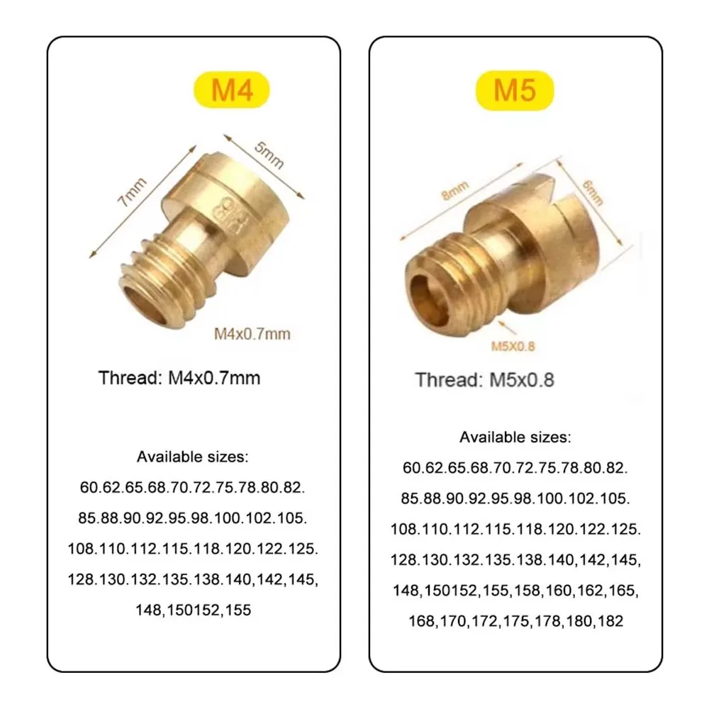 Упаковка из 10 шт. основной жиклера M4 M5 4 мм 5 мм для карбюратора GY6 50cc 139QMB PZ19 Keihin OKO KOSO PWK Mikuni Keihin