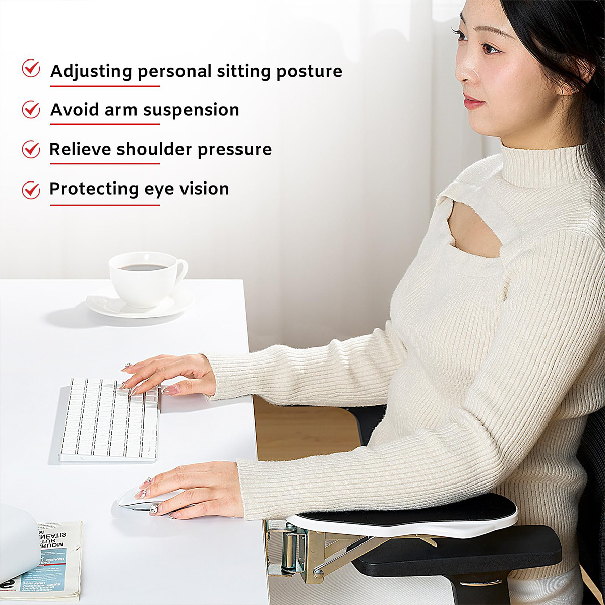 1 pc suporte de braço do computador adequado para mesa de escritório ajustado para girar suporte de pulso bandeja de extensão para uso doméstico