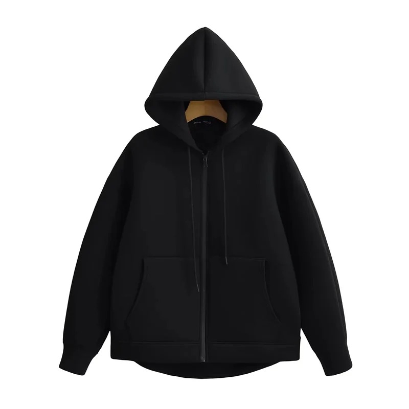 Nueva sudadera con capucha con cremallera para mujer de invierno estilo Unisex de calle alta bolsillos dobles sudaderas holgadas de gran tamaño prendas de vestir exteriores Top