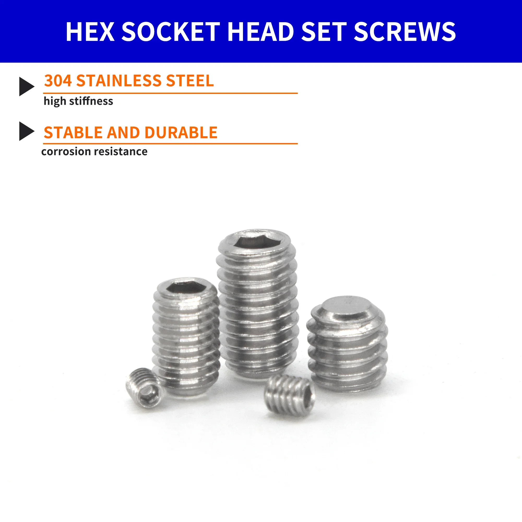 500 stks M2.5 M3 M4 DIN913 304 Rvs Zwart Hex Hexagon Socket Allen Platte Punt Grub Bolt Set Schroef Kit doos