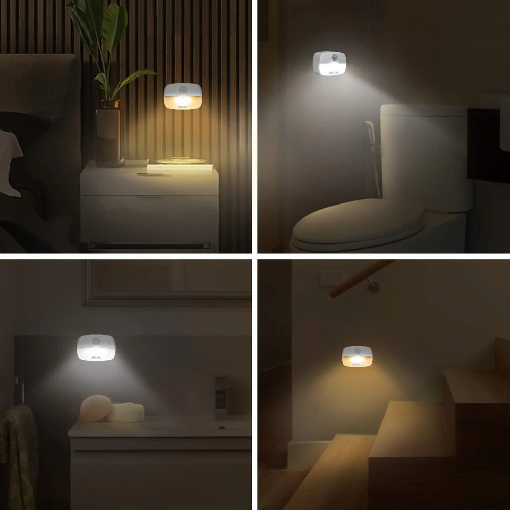 Luz LED nocturna con Sensor de movimiento para interiores, luces con pilas para pasillo, escalera, armario, dormitorio y baño