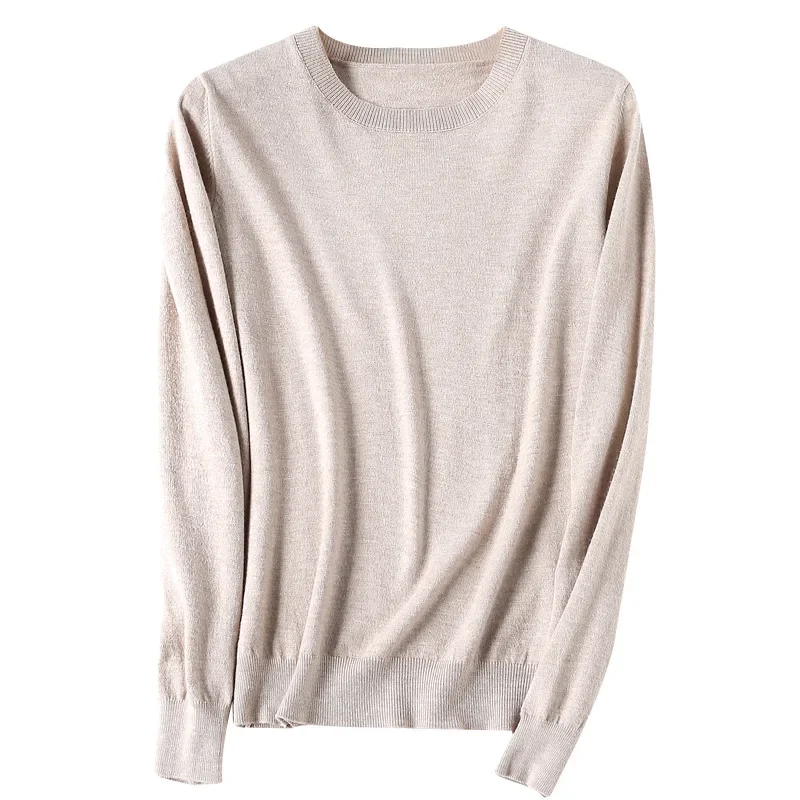 เสื้อกันหนาวผู้หญิงO-คอฤดูใบไม้ร่วงฤดูหนาวBasic Pulloverสบายๆดึงจัมเปอร์เกาหลีแฟชั่นฤดูใบไม้ผลิเสื้อถักBottomingเสื้อ 2024