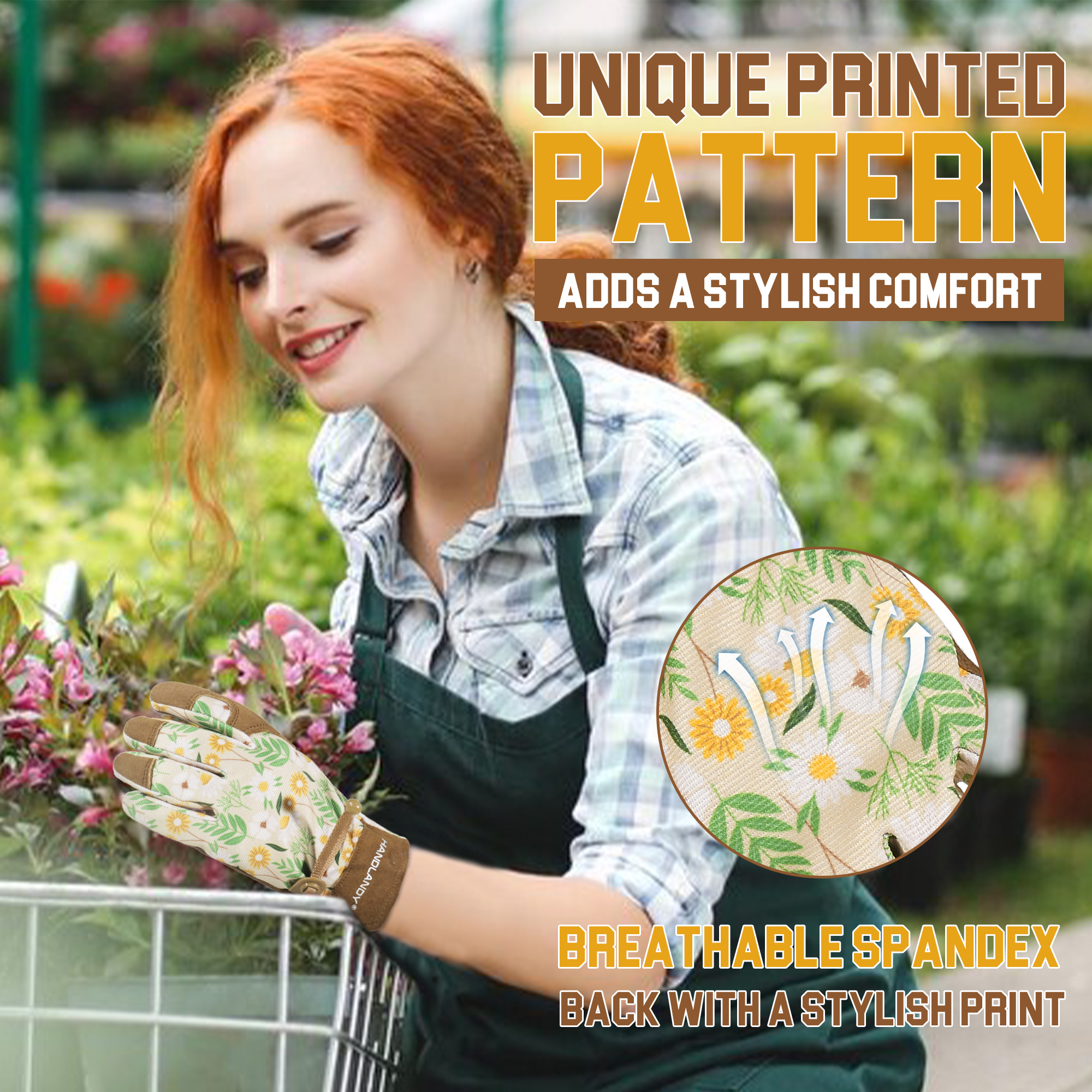 HANDLANDY-Luvas De Jardinagem De Couro Para Mulheres, Luvas De Senhoras Respiráveis, Luvas De Jardim, Melhor Presente para Mulheres