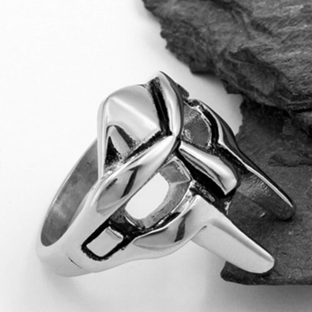 Anello congiunto regolabile per maschera Goth Mf Doom vintage per uomo Gladiatore Punk Faraone egiziano Anello aperto maschile Gioielli