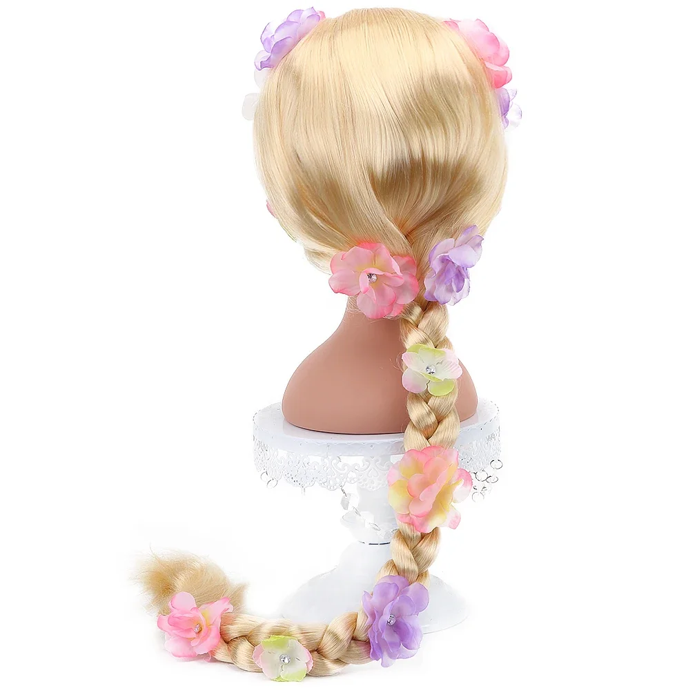 AICKER ロングブロンド ラプンツェル ウィッグ 子供用 - プリンセス ガール コスチューム コスプレ おとぎ話 ボール 三つ編みウィッグ ハロウィン クリスマス パーツ用