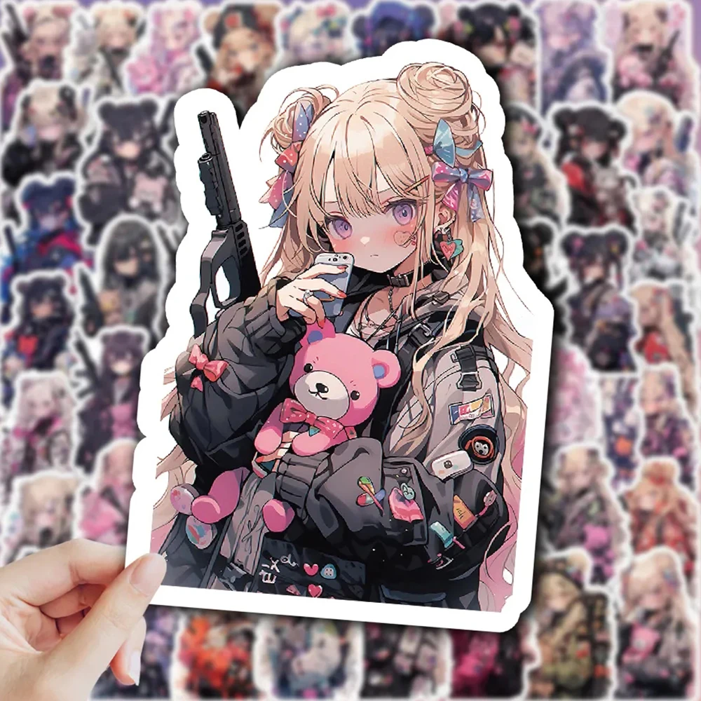 10/30/60PCS 애니메이션 아름다운 소녀 곰 킬러 멋진 스티커 DIY 전화 노트북 수하물 스케이트 보드 낙서 데칼 재미 아이 장난감