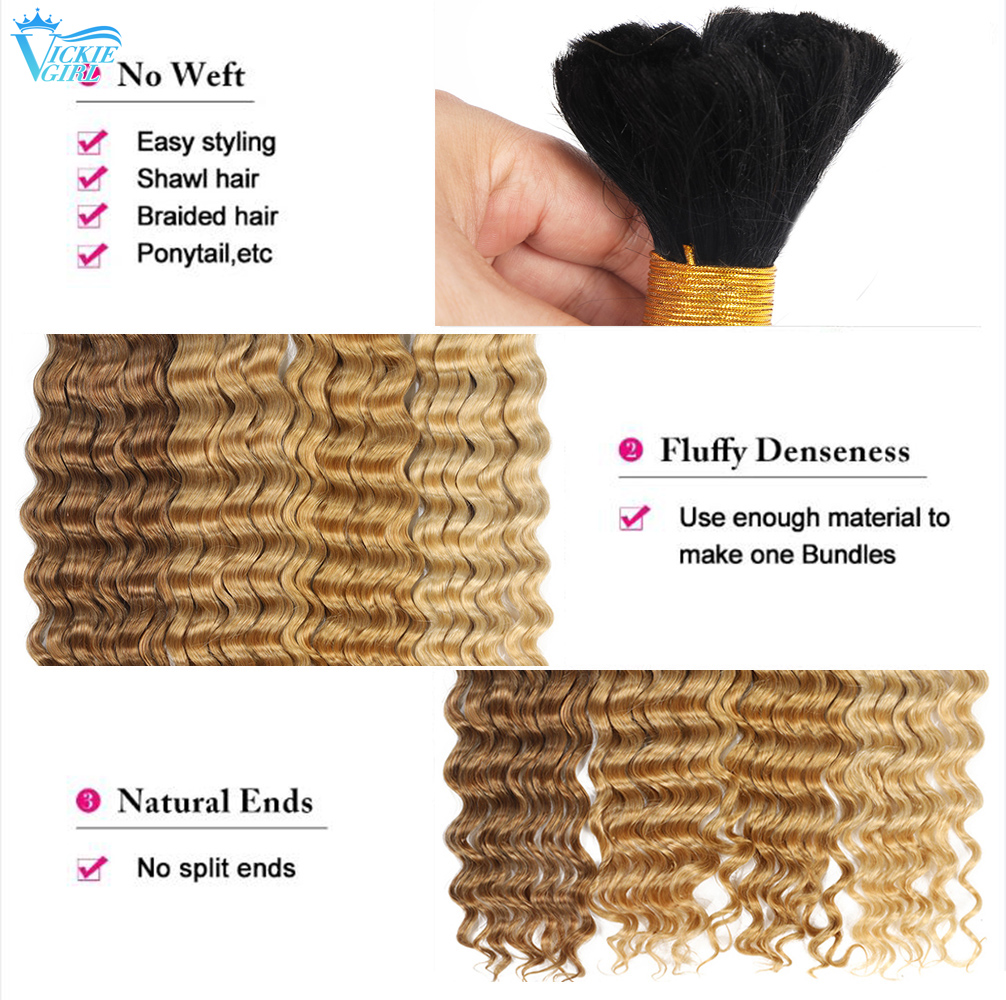 Deep Wave Bulk Hair Bundles 100 % Deep Wave Echthaar Bulk 16-28 Zoll No Weft Echthaarverlängerung 100 g