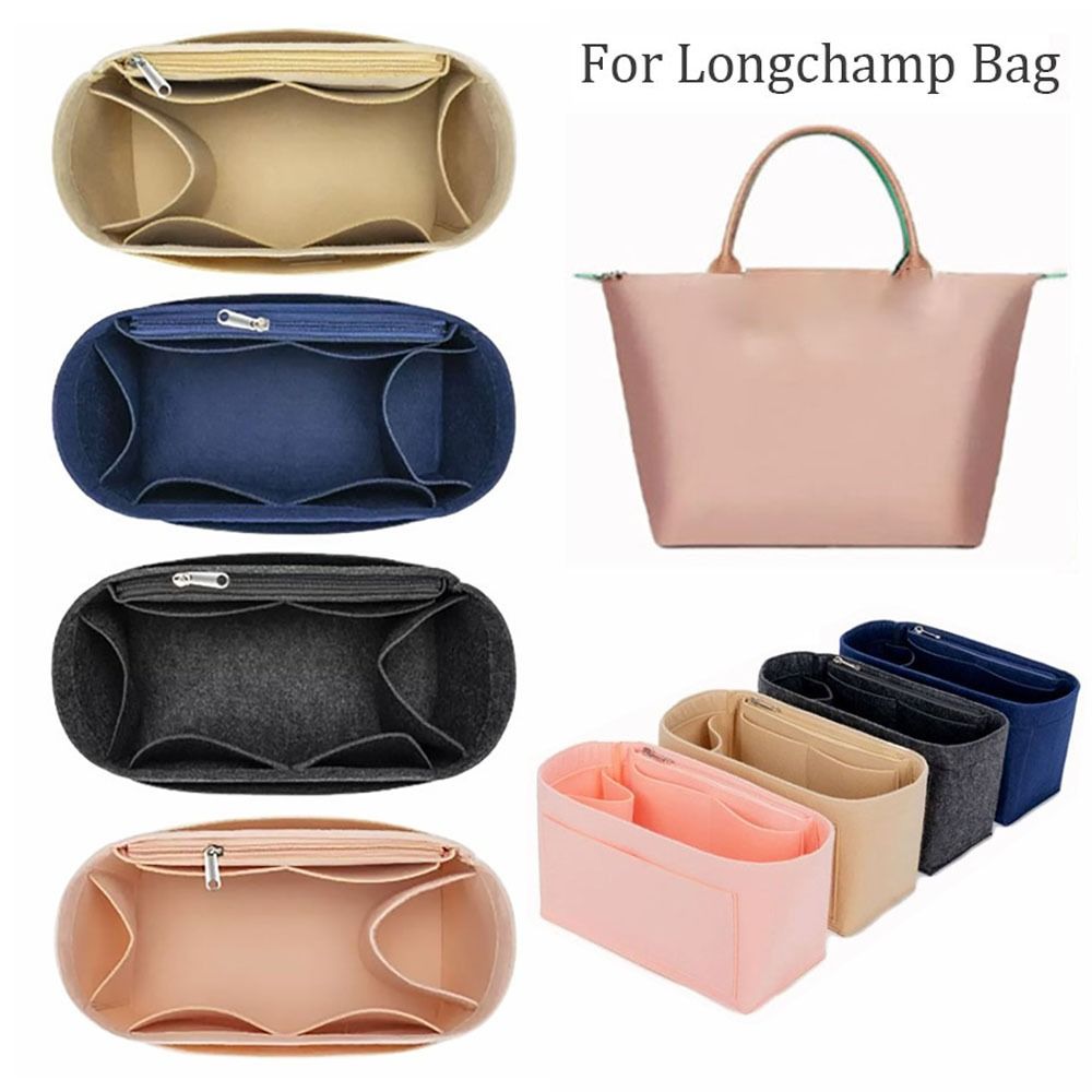 Bolso de mano de fieltro de alta calidad, bolsa de inserción, soporte de organización, monedero, forro, bolsa de almacenamiento portátil, organizador para Longchamp