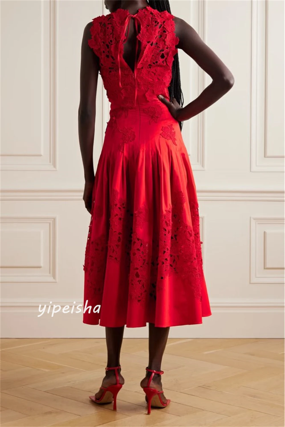 ที่กําหนดเองชุดราตรี JERSEY รูปแบบ Sequined Ruched วันเกิด A-Line คอ Bespoke โอกาสชุด MIDI ชุด