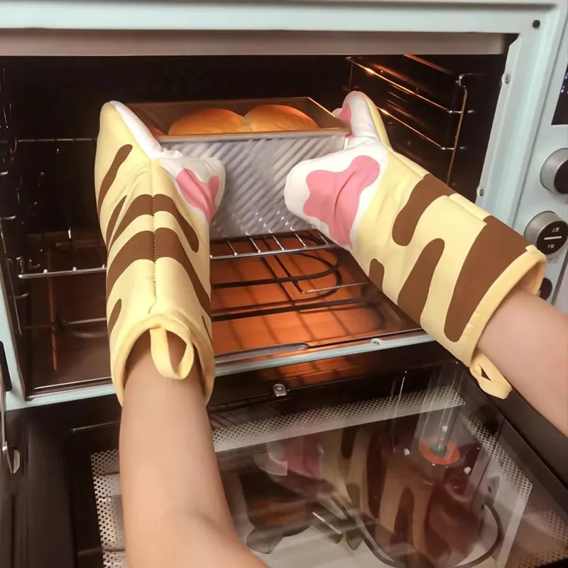ครัวเบเกอรี่ผลิตภัณฑ์ Cat Claw เตาอบฉนวนถุงมือ Simple Single Person ไมโครเวฟถุงมือผ้าฝ้าย