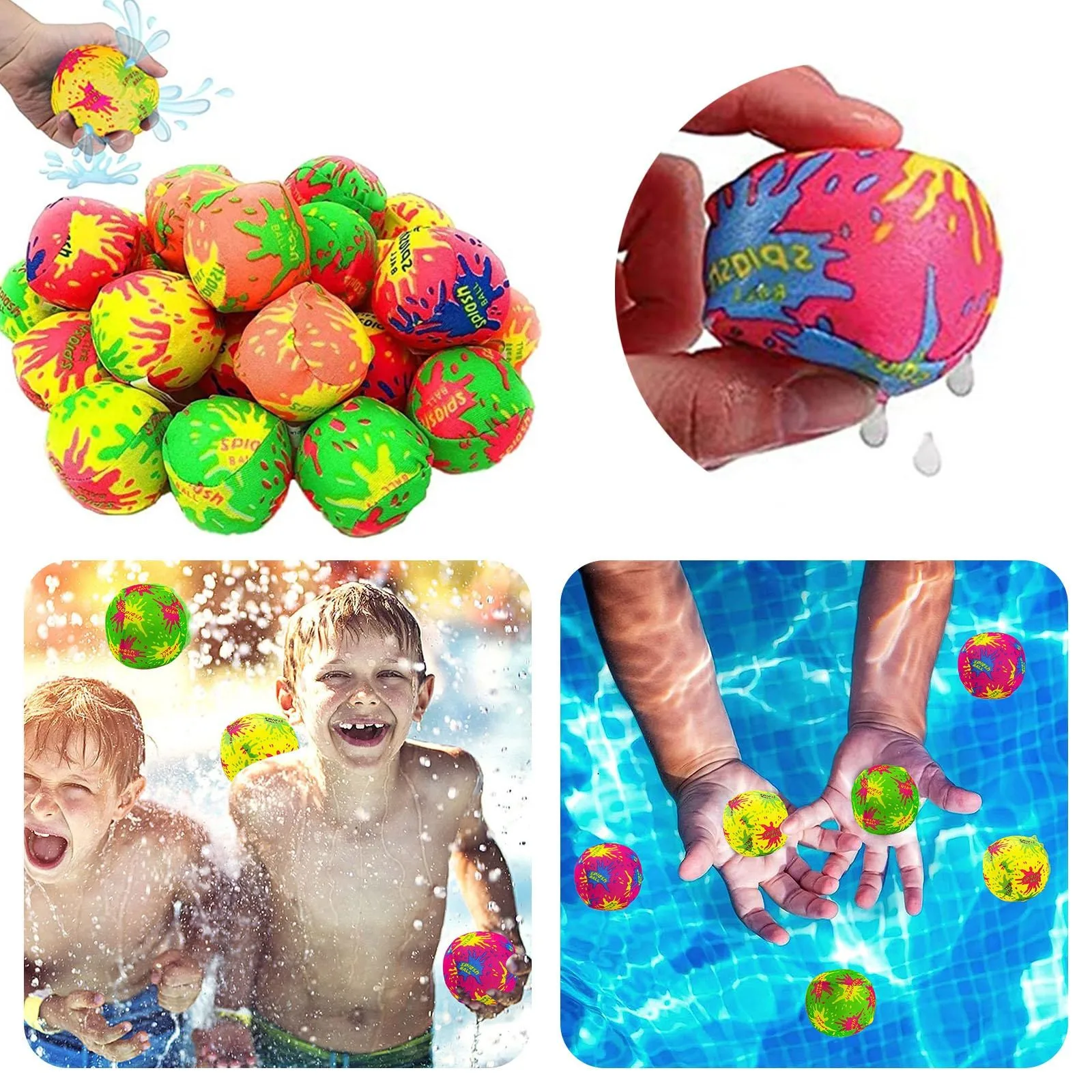 100/10pcs ลูกบอลน้ําแบบใช้ซ้ําได้น้ําของเล่นลูกบอลชายหาดผ้าฝ้ายดูดซับลูกผ้าฝ้าย Soaker Bomb Balls น้ํา Bouncing Balls สระว่ายน้ํา