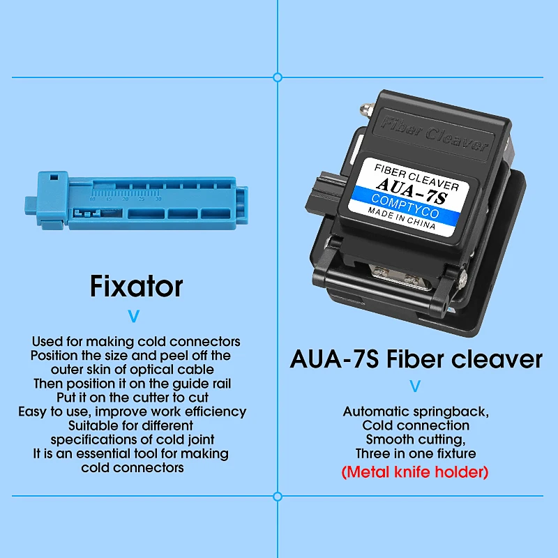 COMPTYCO AUA-M7/M5 optischer Leistungsmesser und 30 mW (lila) Visual Fault Locator AUA-7S Fiber Cleaver FTTH Fiber Optic Tool Kit