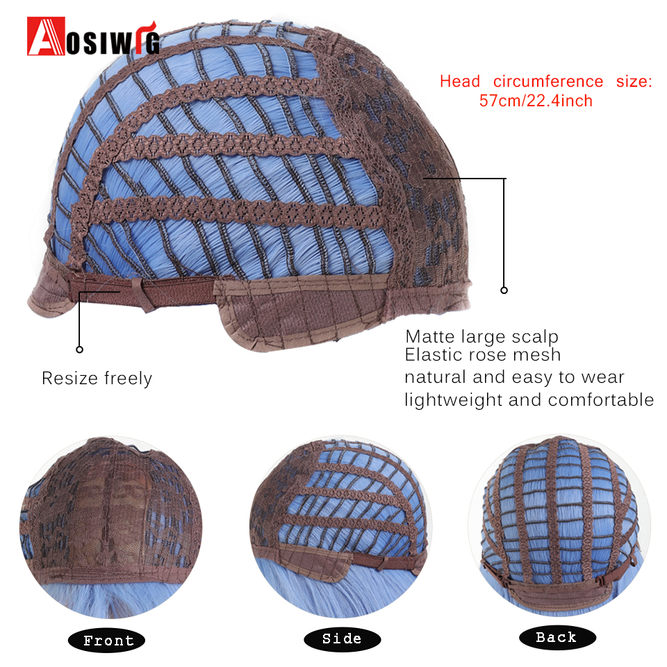 Aosi-女性用フリンジ付き合成ロリータウィッグ,長く滑らかな青いかつら,毎日のコスプレ,ハロウィーン,ピンク