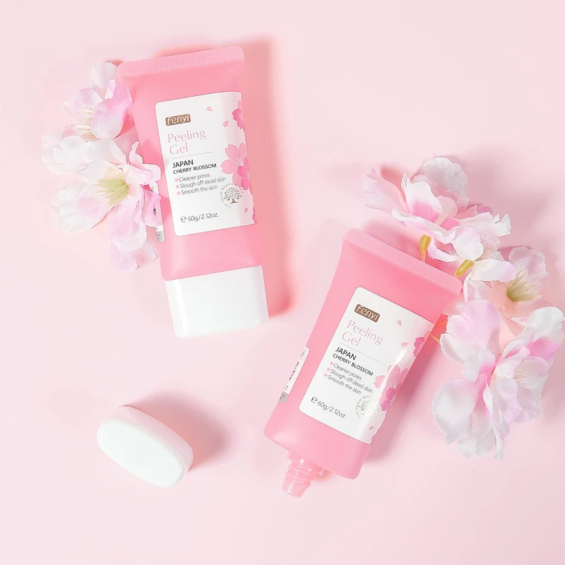 Kirschblüten-Peeling-Gel, Gesichtspeeling, feuchtigkeitsspendend, zarte Körperreinigung, Hautpflege, 60 g