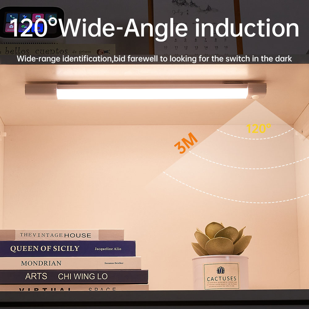 Luz LED nocturna con Sensor de movimiento, lámpara inalámbrica USB para armario de noche, armario de cocina, dormitorio, armario, Sensor LED