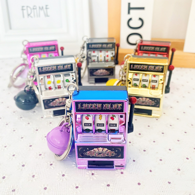 Mini machine à sous de fruits porte-bonheur Jackpot, porte-clés d'arcade, cadeau d'anniversaire, jouet à pièces, jeux de machine à jouer, 1PC