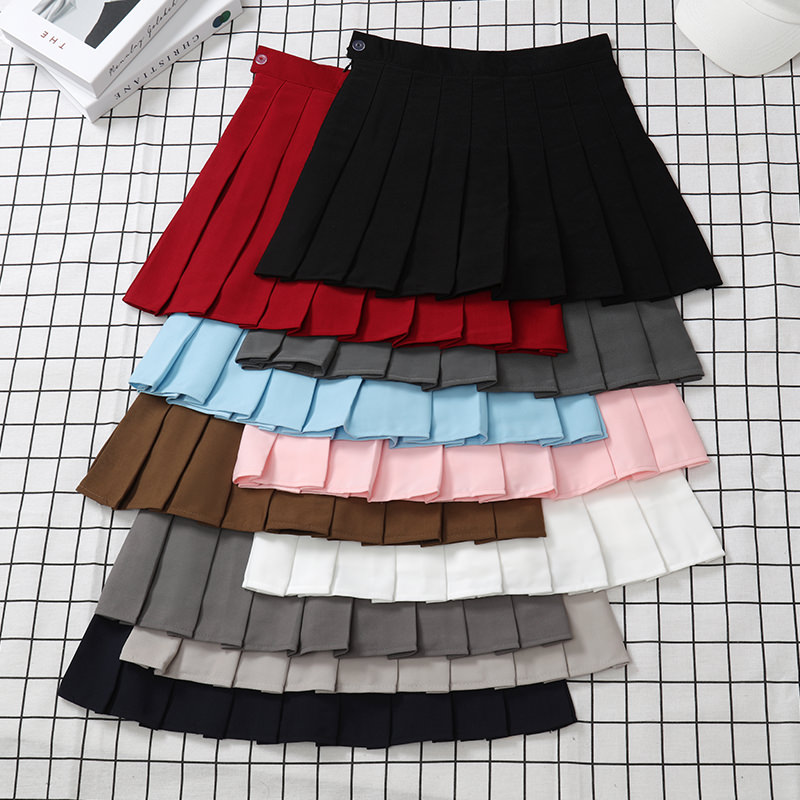 Rok Zwart Dames Hoge Taille Zomerkleding Vintage Koreaanse Harajuku Rood A-lijn Mini Eam School Geplooide Korte Rokken voor Vrouwen