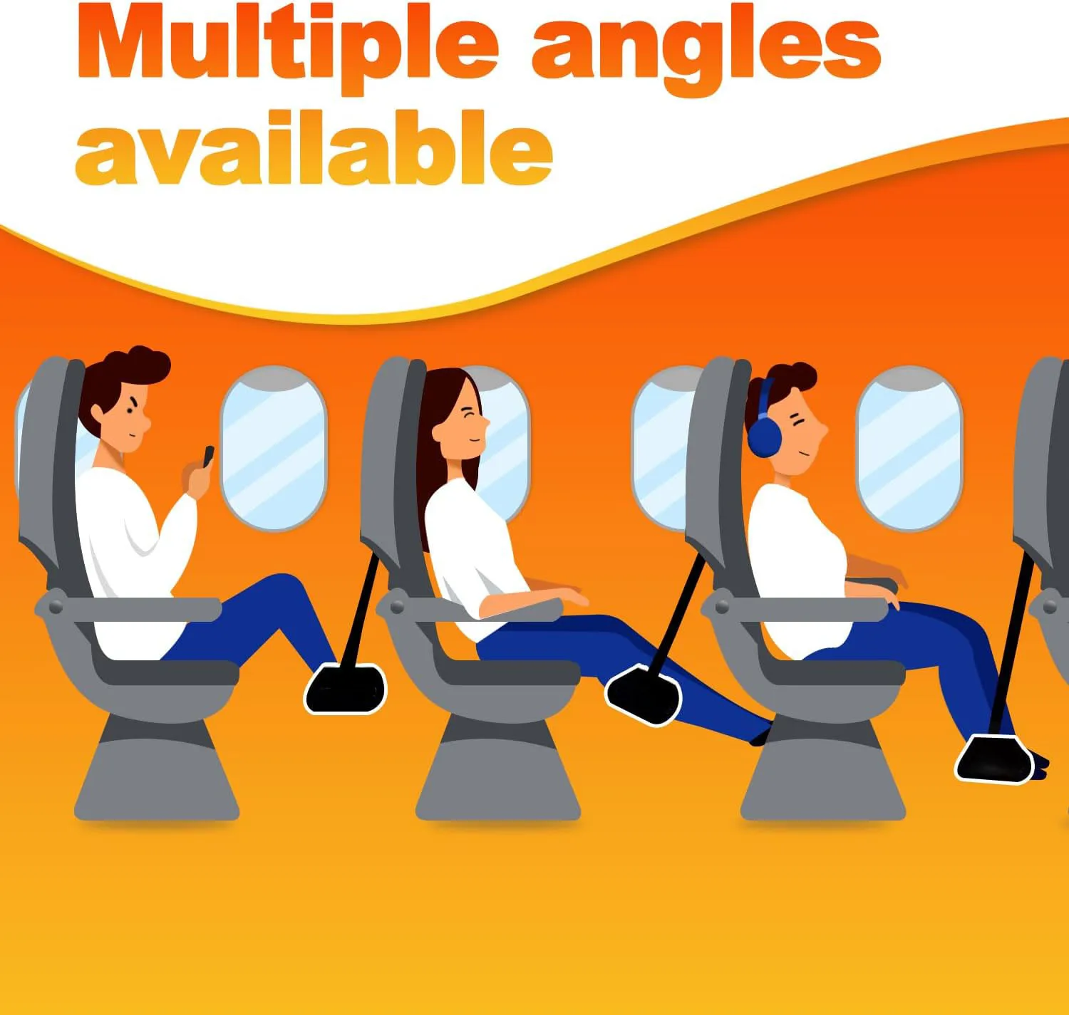 Rede para pés de avião, descanso para pés ajustável com enchimento de algodão com memória espessa, itens essenciais para viagem com placas de suporte removíveis