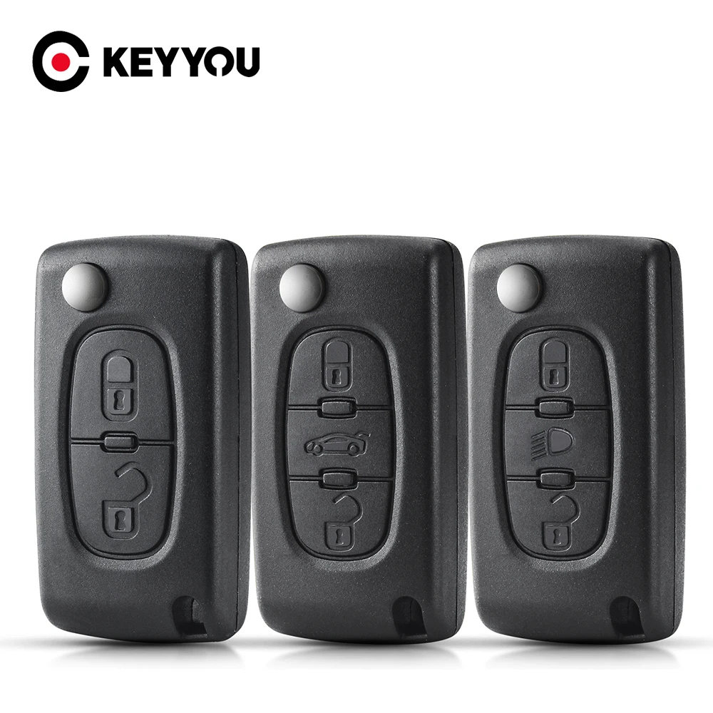 KEYYOU 2/3/4 botones funda para llave remota de coche para Peugeot 207 307 308 407 607 807 para Citroen C2 C3 C4 C5 C6 carcasa de llave plegable