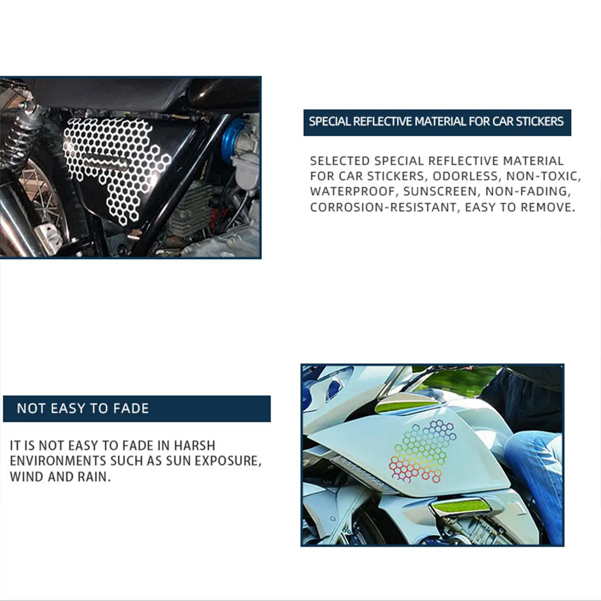 Naklejki samochodowe o strukturze plastra miodu Motocykl elektryczny Naklejki na nadwozie motocykla Moda Dekoracja w otwartym stylu Dekor Tuning Naklejki na reflektory