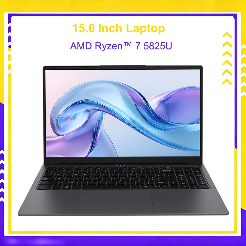 15.6 Inch IPS Screen Laptop AMD Ryzen™ 7 5825U Gaming Laptop 2*DDR4 MAX 32GB 2*SSD Windows11 Fingerprint Office Notebook
