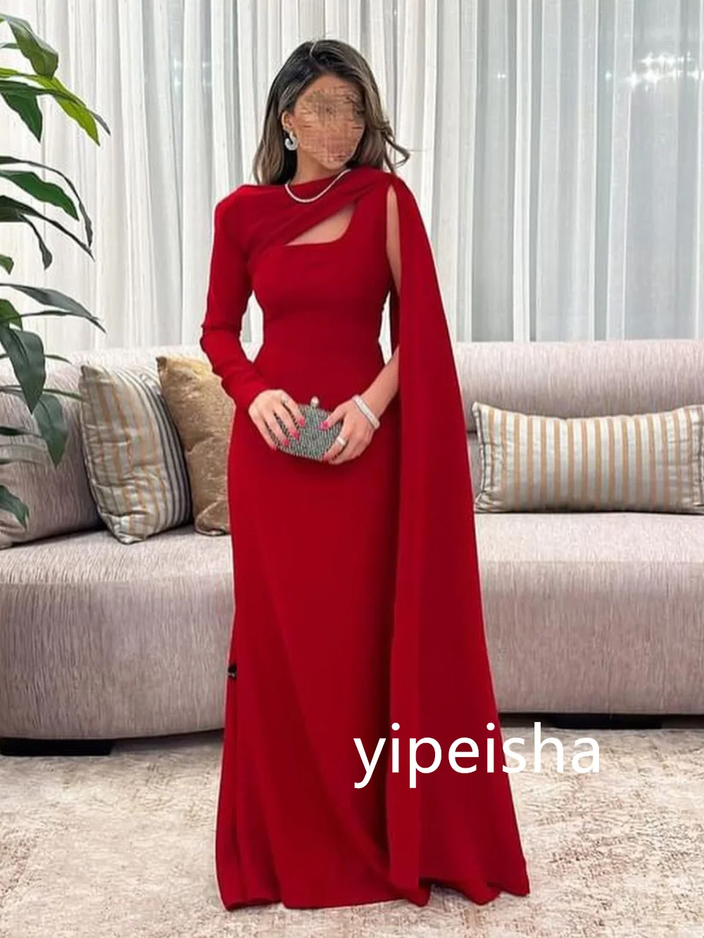 ที่กําหนดเอง Casual Jersey Pleat Mermaid O-คอ Midi ชุด Homecoming คลาสสิกประณีตสไตล์โมเดิร์น Pastrol Unisex Chin