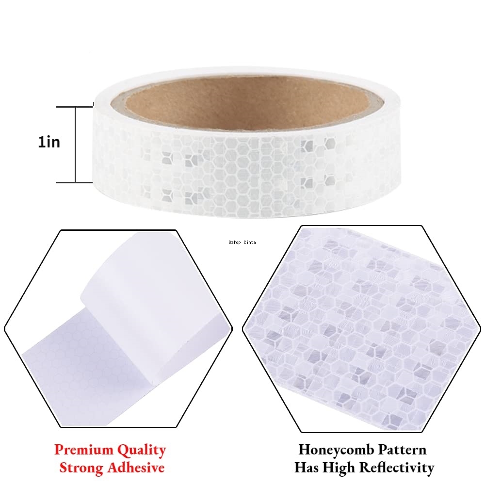 25mm x 10M 빛나는 반사 경고 테이프 자전거 방수 자체 접착 흰색 스티커 반사판 스트립 자동차 오토바이
