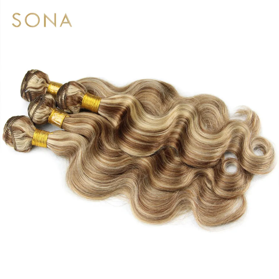 Piano cor p4/613 pacotes de cabelo destacado com fechamento remy onda do corpo ombre cinza loira tecer cabelo humano com destaques