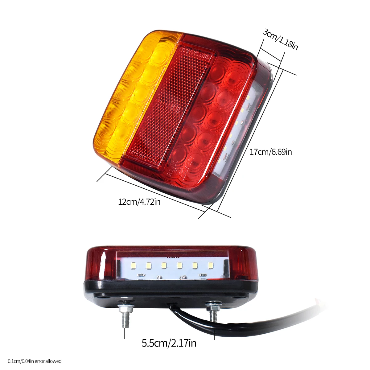 2 szt. LED Tylne Lampy 12V/24V Wielofunkcyjne Światła Stop/Wsteczne/Przeciwmgielne/Kierunkowskazy do Ciężarówek/Przyczep/Kamperów/SUV-ów